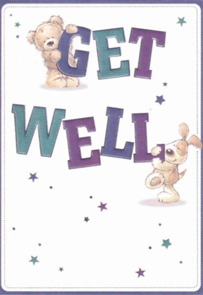 The friendly spirit of Maida Vale is captured in this delightful get well card, where comforting illustrations of a gentle bear and a joyful puppy work together to send messages of hope. Dancing around them, hand-drawn stars shimmer in blue and violet, their playful energy reminiscent of sunlight on Regent's Canal. Bold, confident letters spell out 'Get Well' in vibrant indigos and aquas, their cheerful hues anchoring the scene and echoing the arrangement's reassuring intent. The card's artistry is visible in every detail, from the bear's soft, textured fur to the puppy's expressive, floppy ears-each element as lovingly rendered as a bouquet freshly delivered from a florist on Elgin Avenue. The white background lends the scene a sense of clarity and renewal, amplifying the bright mood and supportive energy. Imagine sending this card alongside a locally crafted bouquet: the combined gesture promising care, optimism, and that unmistakable Maida Vale neighbourliness. The airy and positive composition makes this card especially uplifting for anyone needing encouragement, wrapped in the gentle embrace of art and community.